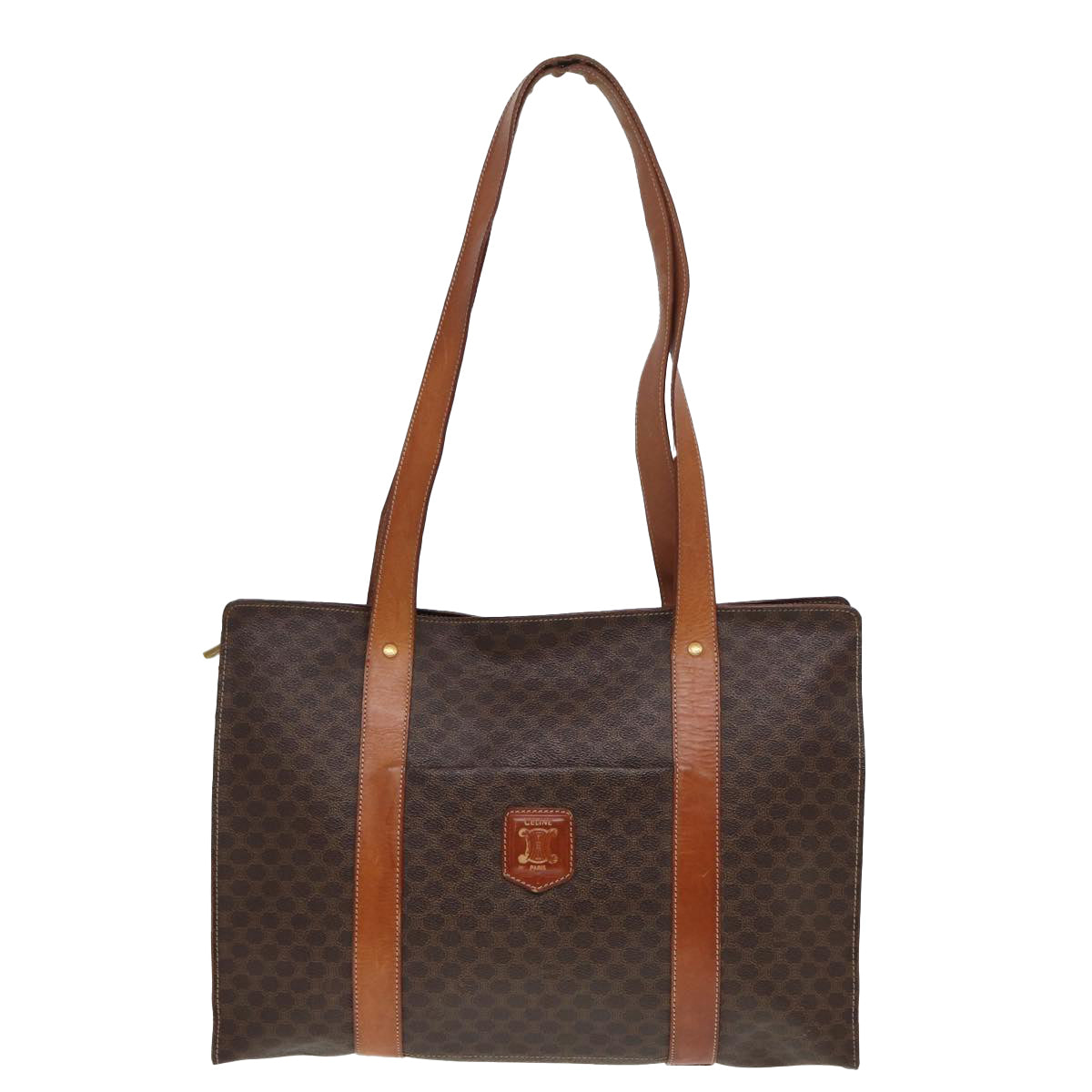 Luxury CELINE Macadam Canvas Tote Bag PVC Leather Brown 78272