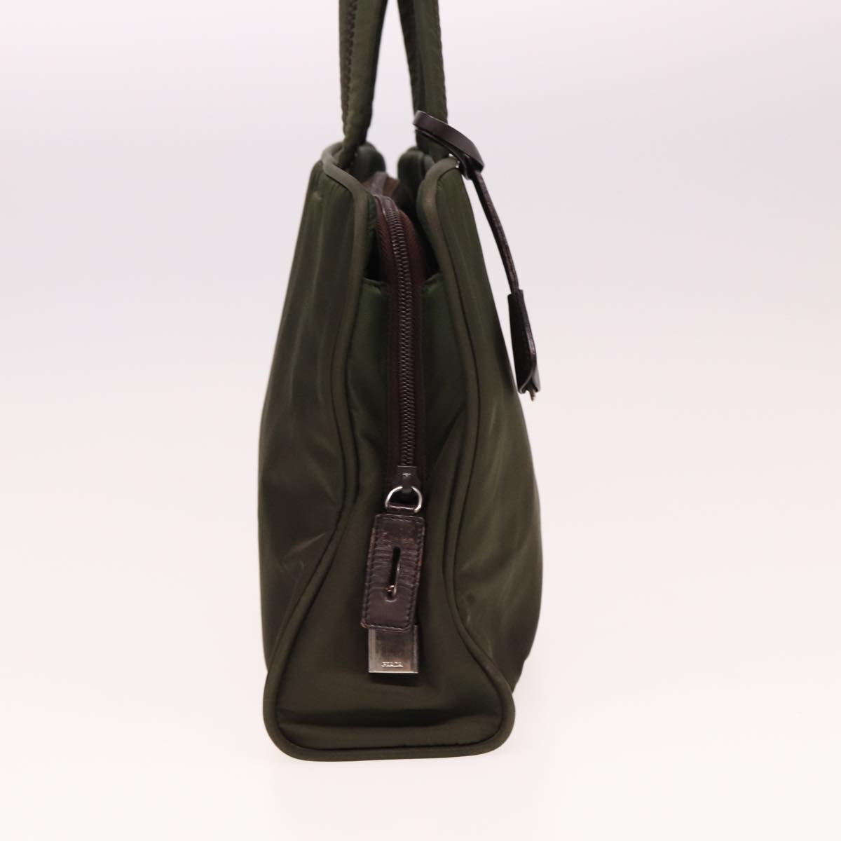 PRADA Hand Bag Nylon Khaki Auth 78419
