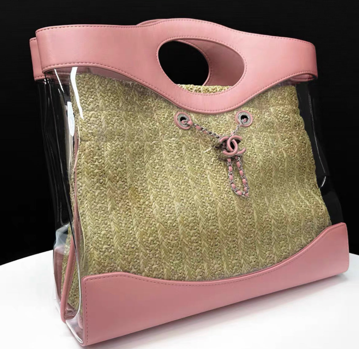 CHANEL Calfskin PVC Chanel 31 Bag Pink