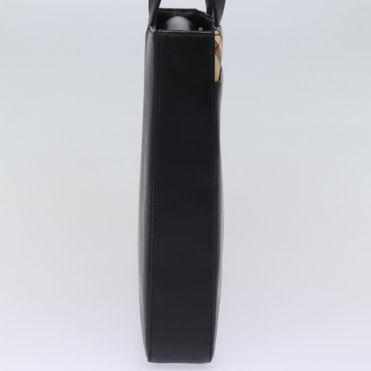 Burberry Nova Check Hand Bag Nylon Leather Beige Black Auth 78540