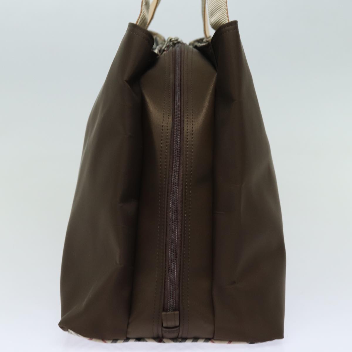 Burberry Nova Check Hand Bag Nylon Brown Auth 78543