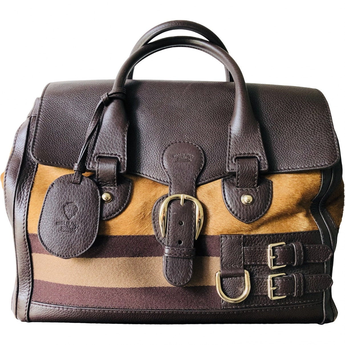 Gucci brown pony-style calfskin handbag