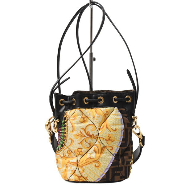 Fendi Fendace Leather Canvas 2way Shoulder Bag