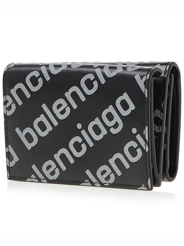 Luxury Balenciaga Trending 2026 All-Over Logo Tri-Fold Half Wallet Black