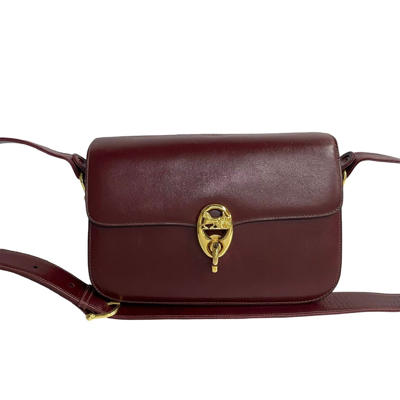 CELINE Shoulder Bag Calfskin, Leather wine-red Carriage Metal Women