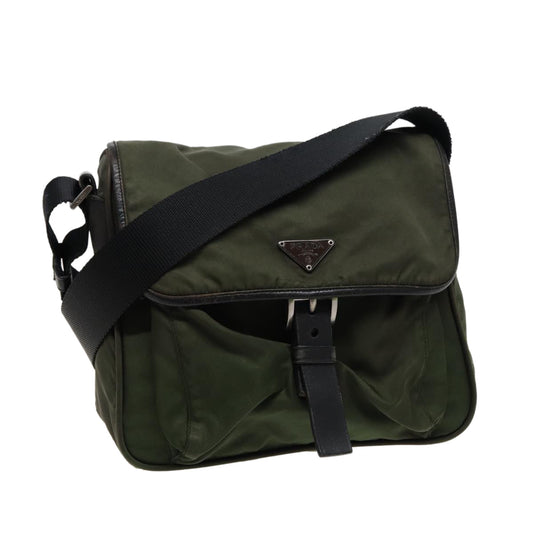 PRADA Shoulder Bag Nylon Khaki Auth