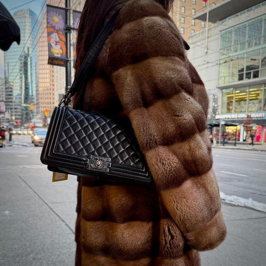 Chanel Medium Black Lambskin Ruthenium Hardware Le Boy Flap Bag