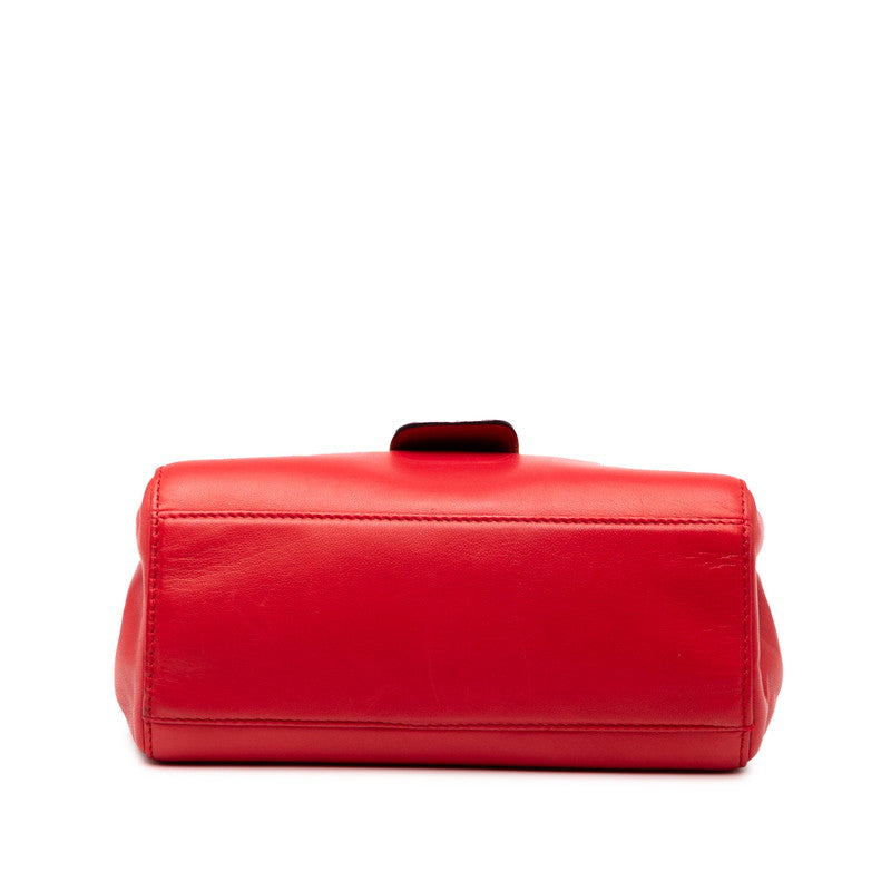 Prada Logo Plate Leather Handbag