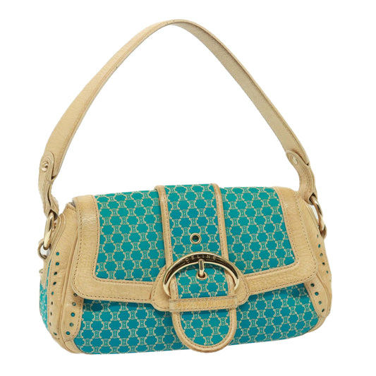 Luxury CELINE Macadam Canvas Shoulder Bag Turquoise Blue 79101