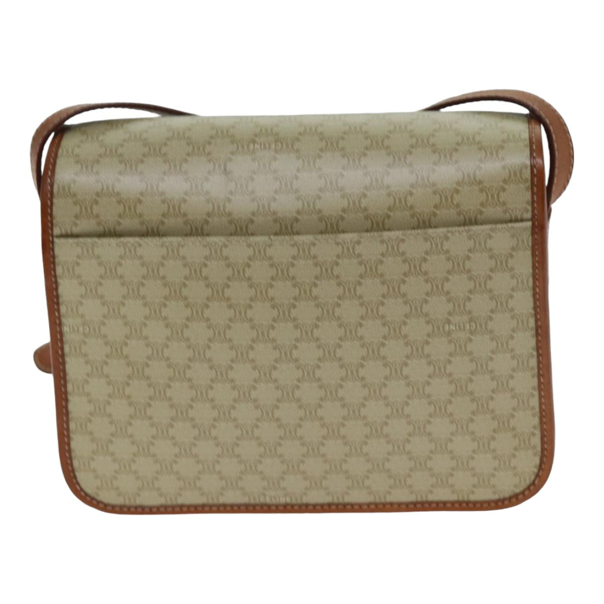 Luxury CELINE Macadam Canvas Shoulder Bag Beige 79130