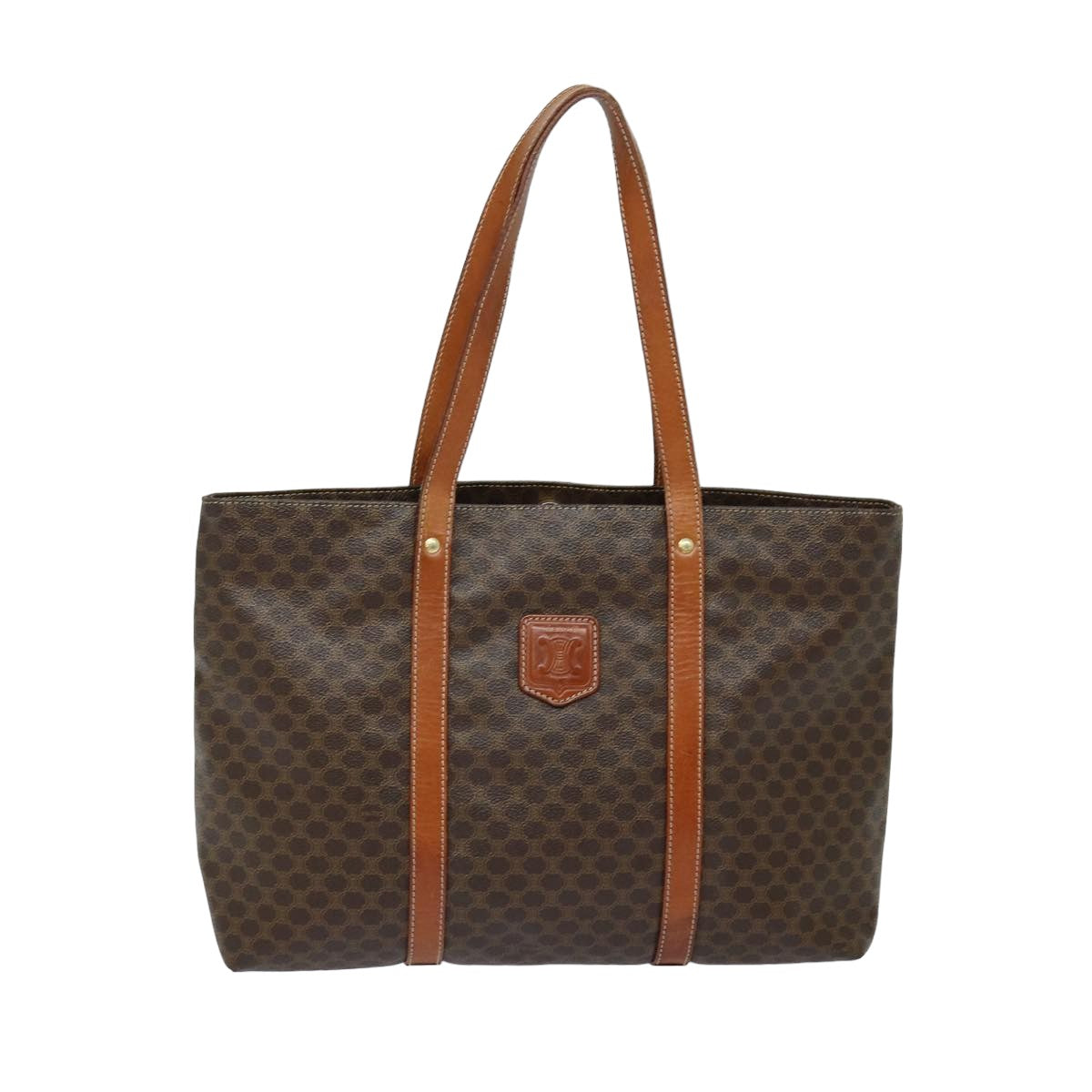 Luxury CELINE Macadam Canvas Tote Bag PVC Leather Brown 79187