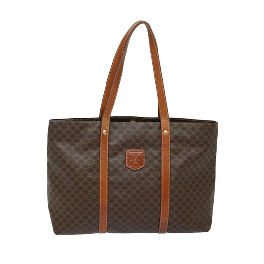Luxury CELINE Macadam Canvas Tote Bag PVC Leather Brown 79187