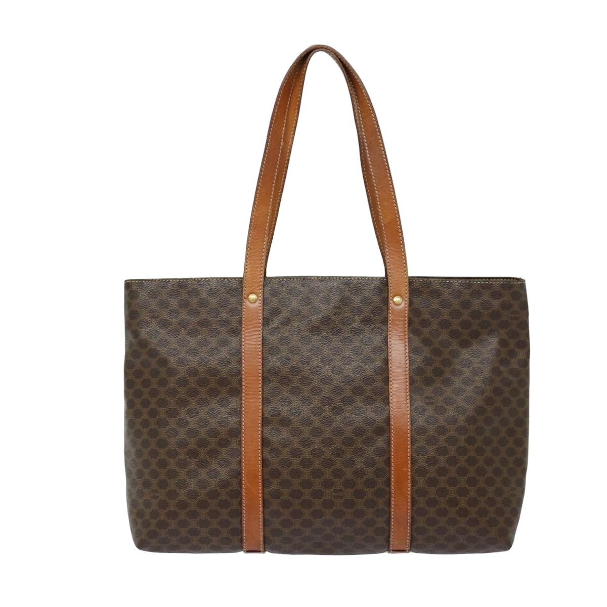 Luxury CELINE Macadam Canvas Tote Bag PVC Leather Brown 79187