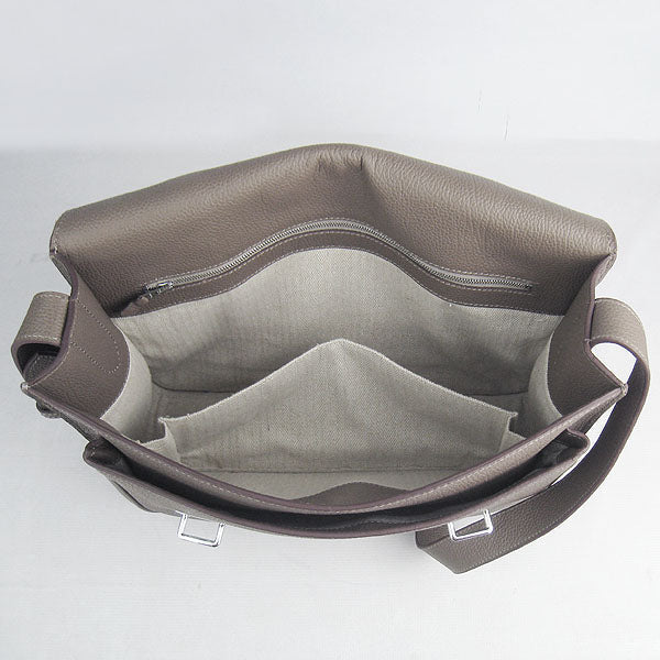 Luxury Hermes Steve Ladies Lambskin Khaki Handbag