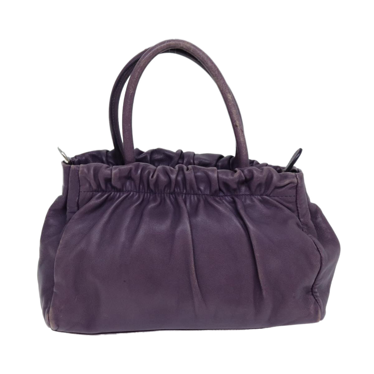 PRADA Hand Bag Leather Purple Auth