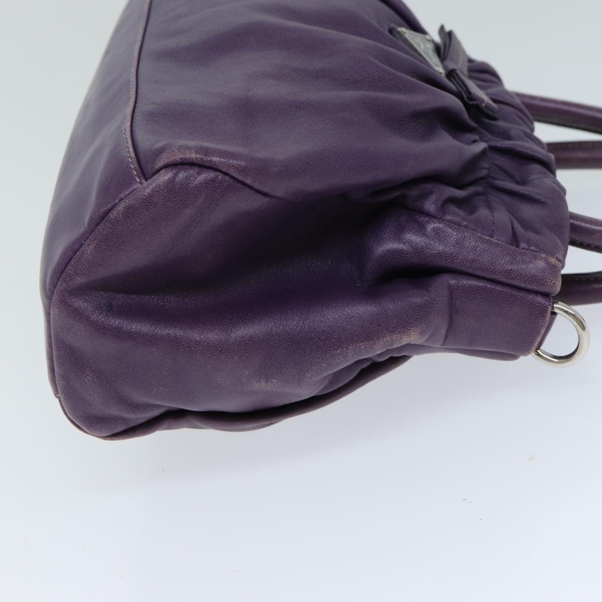 PRADA Hand Bag Leather Purple Auth