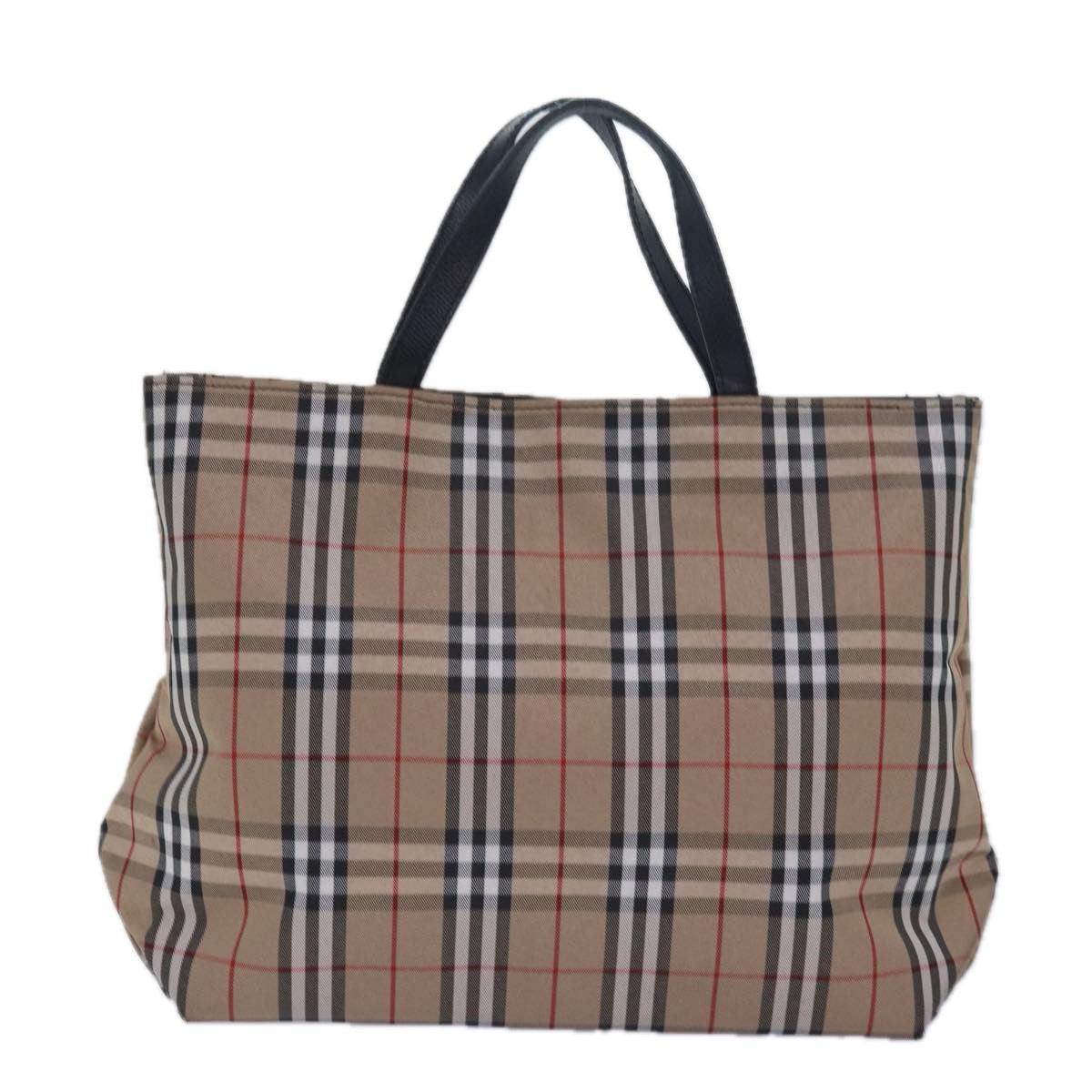 Burberry Nova Check Hand Bag Nylon Beige Auth 79582