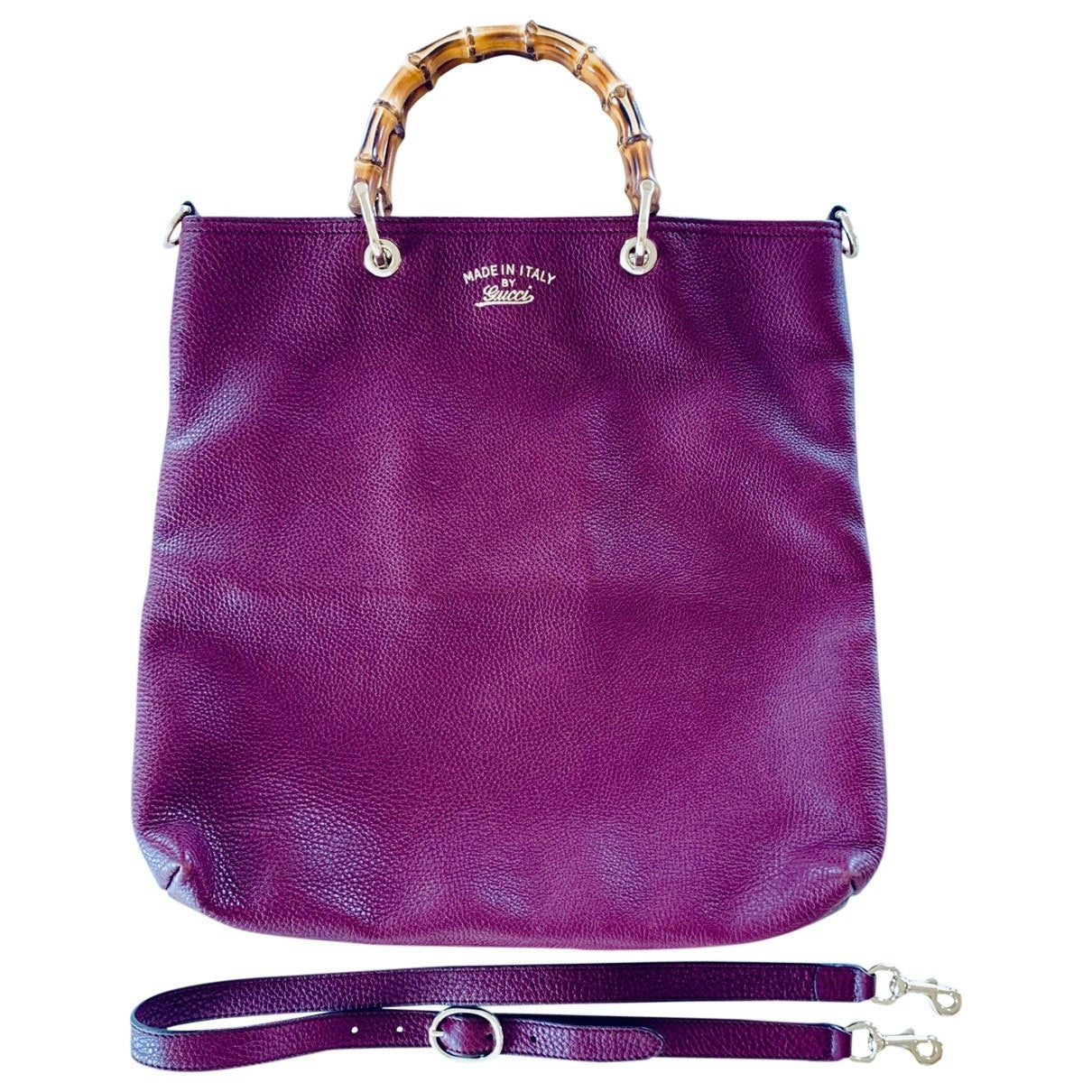 Gucci bamboo burgundy leather handbag