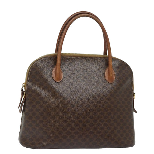 Luxury CELINE Macadam Canvas Hand Bag PVC Leather Brown 79677