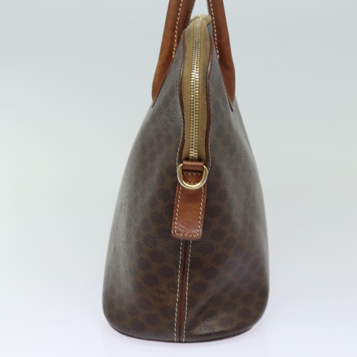 Luxury CELINE Macadam Canvas Hand Bag PVC Leather Brown 79677