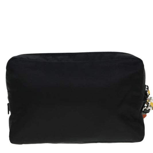 PRADA Clutch Bag Nylon Black Green Auth