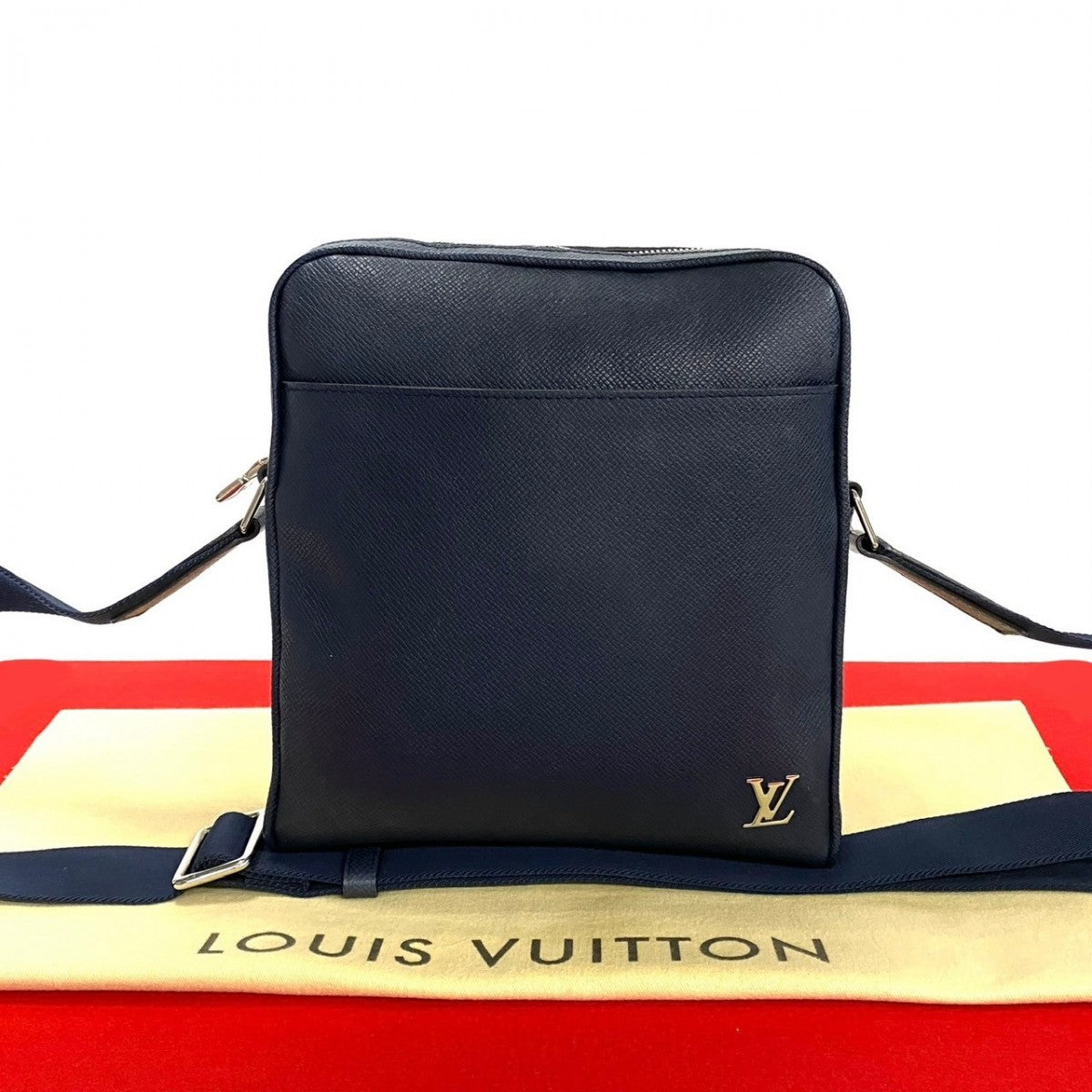 LOUIS VUITTON Shoulder Bag leather Navy Taiga Messenger PPM mens