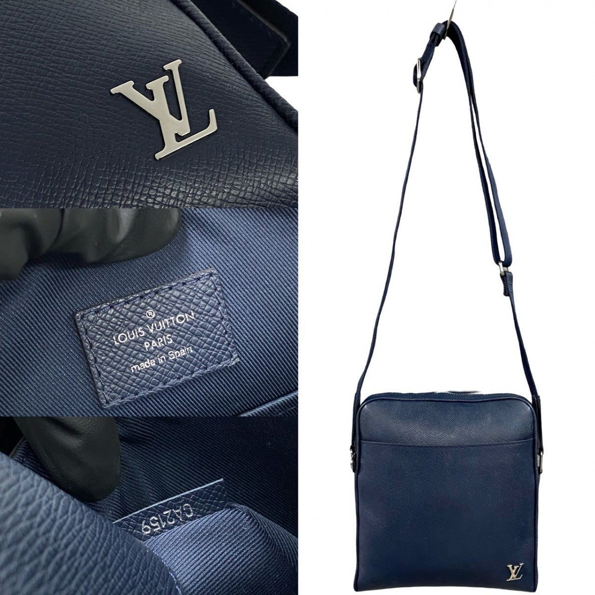 LOUIS VUITTON Shoulder Bag leather Navy Taiga Messenger PPM mens