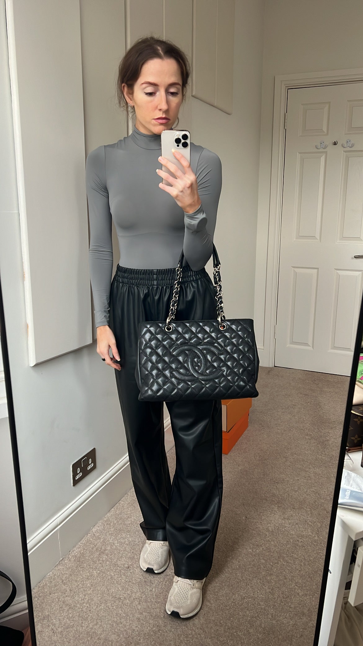 Chanel Black Caviar Grand Shopper Tote Silver Hardware