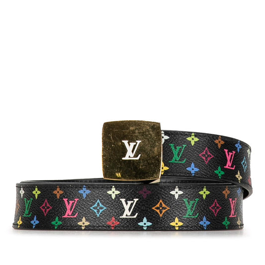 Louis Vuitton Multicolor Sandwich LV Cut Belt 80/32 M6890 Black PVC Leather Louis Vuitton