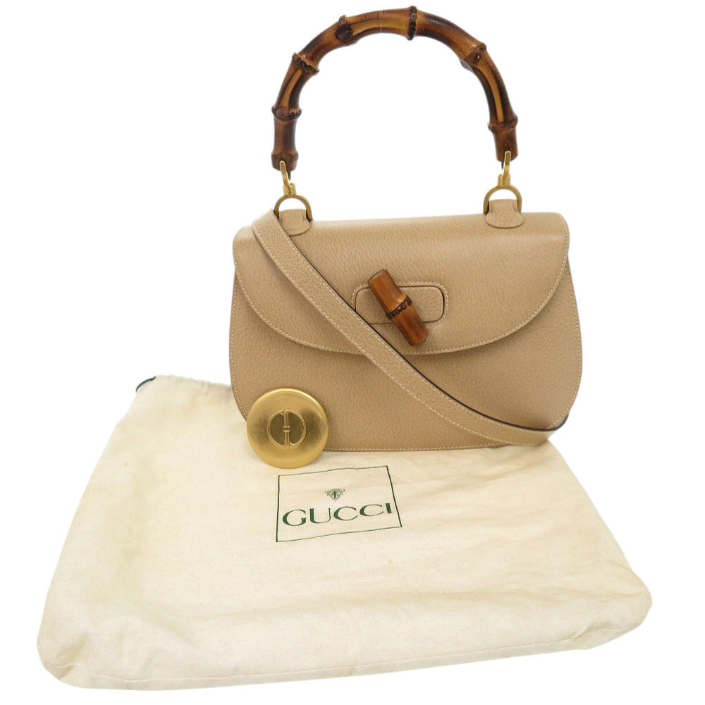 GUCCI Handbag 000 29 0633 leather beige Bamboo Women