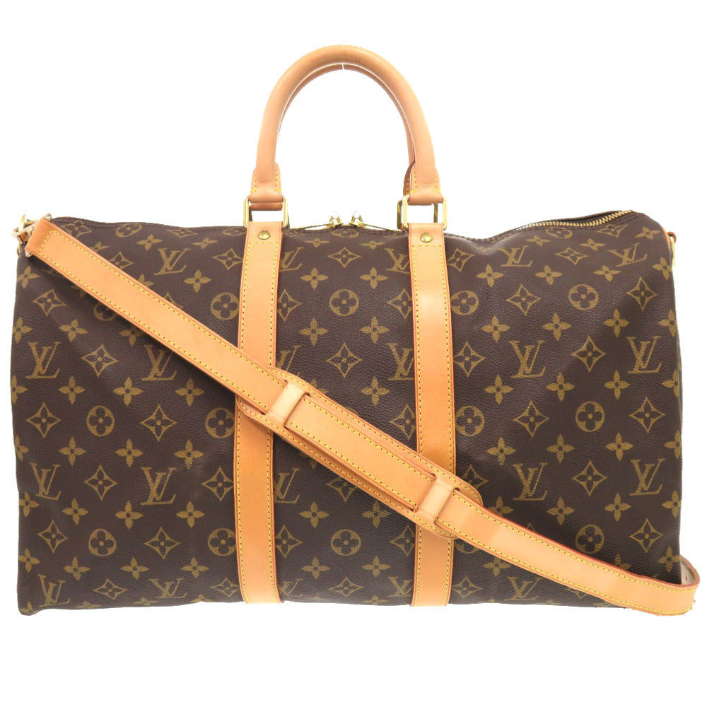 LOUIS VUITTON Boston Duffel bag Monogram canvas Brown Monogram Keepall bandouliere45
