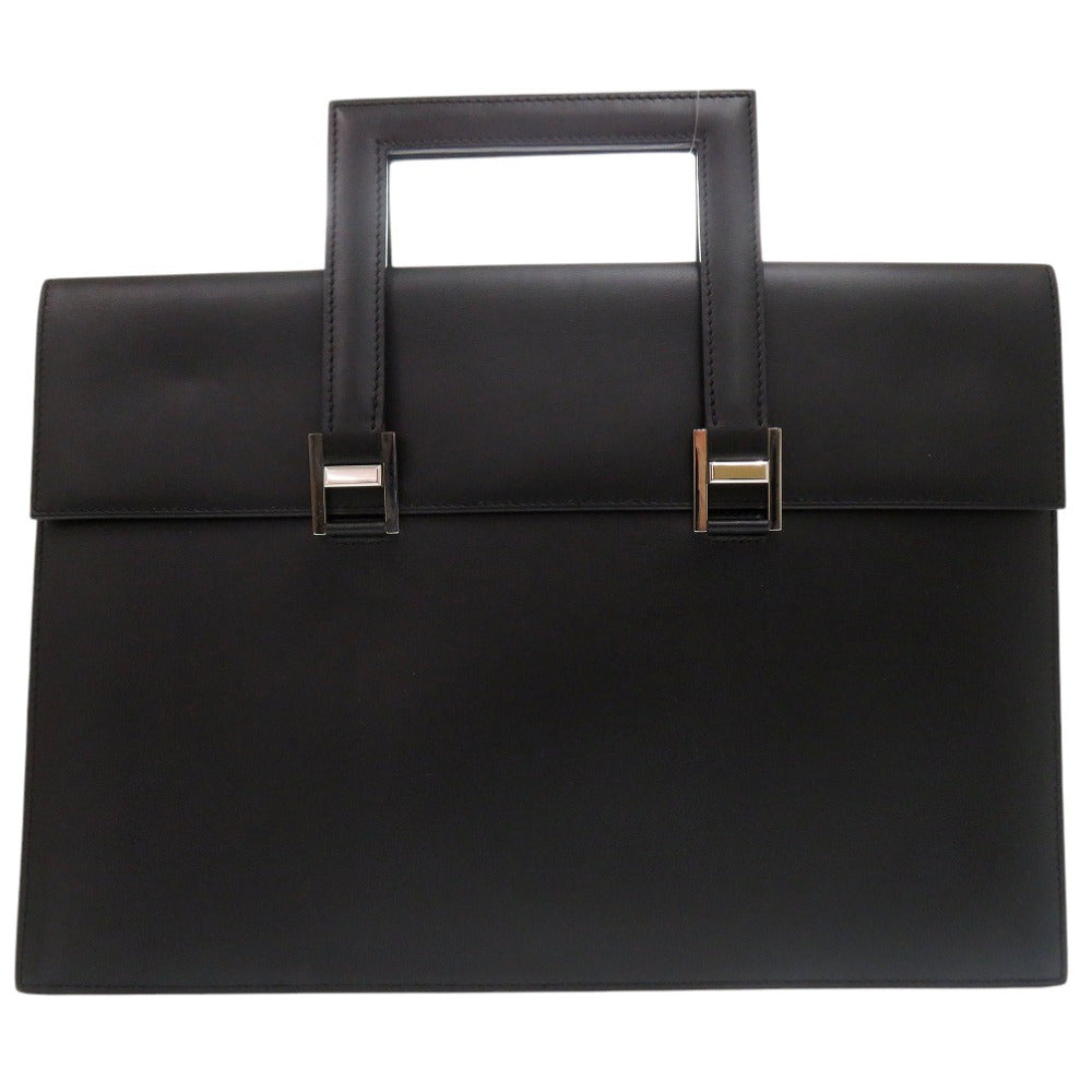 HERMES Briefcase leather black Business bag handbag mens