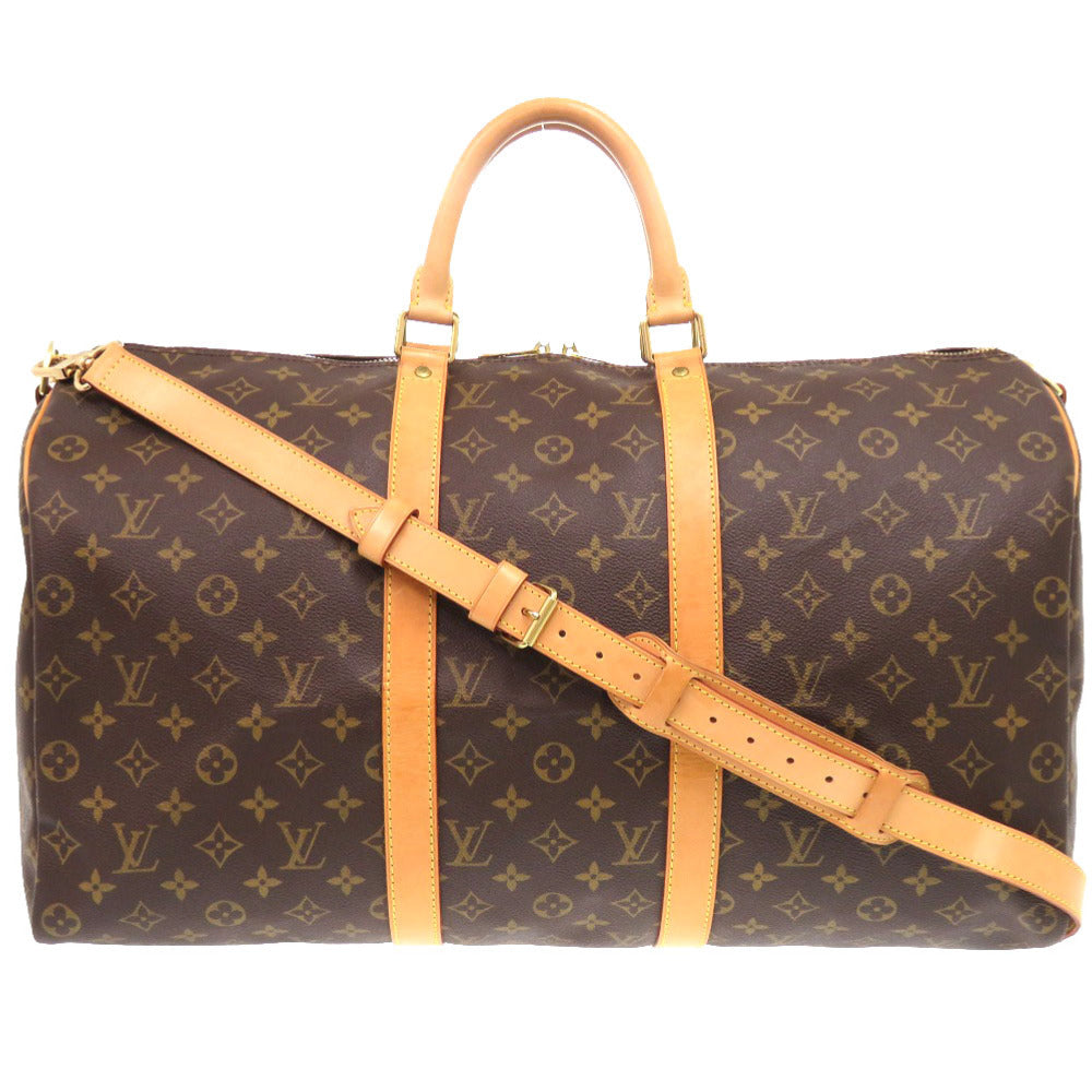 LOUIS VUITTON Boston Duffel bag Monogram canvas Brown Monogram Keepall bandouliere50