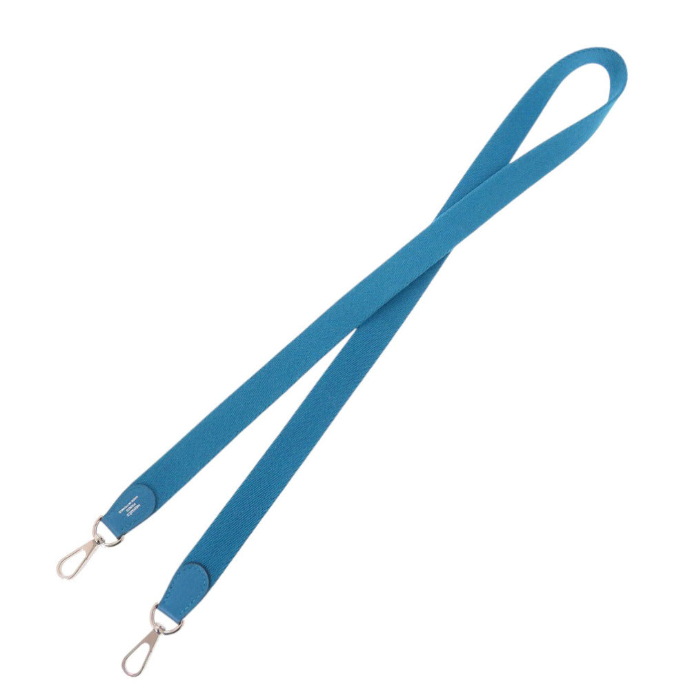 HERMES Shoulder strap canvas Blue Zanzibar Women