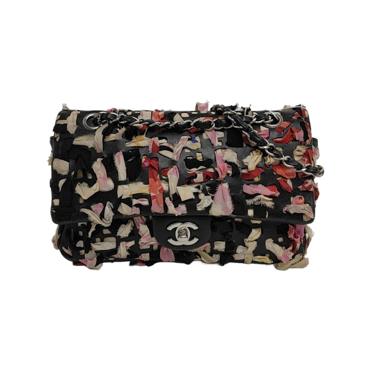Chanel Ribbon and Leather Braided Medium Single Flap Bag Leather and Fabric