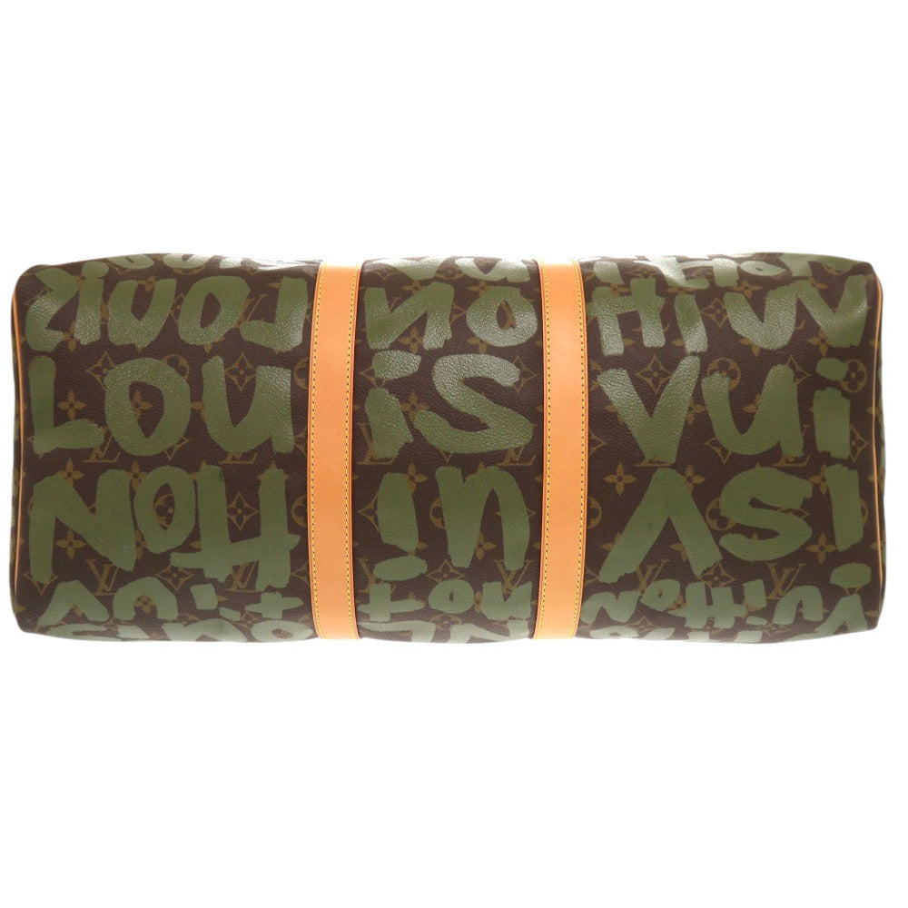 LOUIS VUITTON Boston Duffel bag Monogram canvas khaki Monogram graffiti Keepall 50 mens