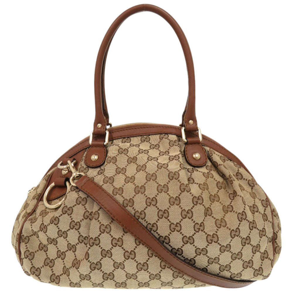 GUCCI Shoulder Bag 223974 GG canvas, leather beige Sukey Women