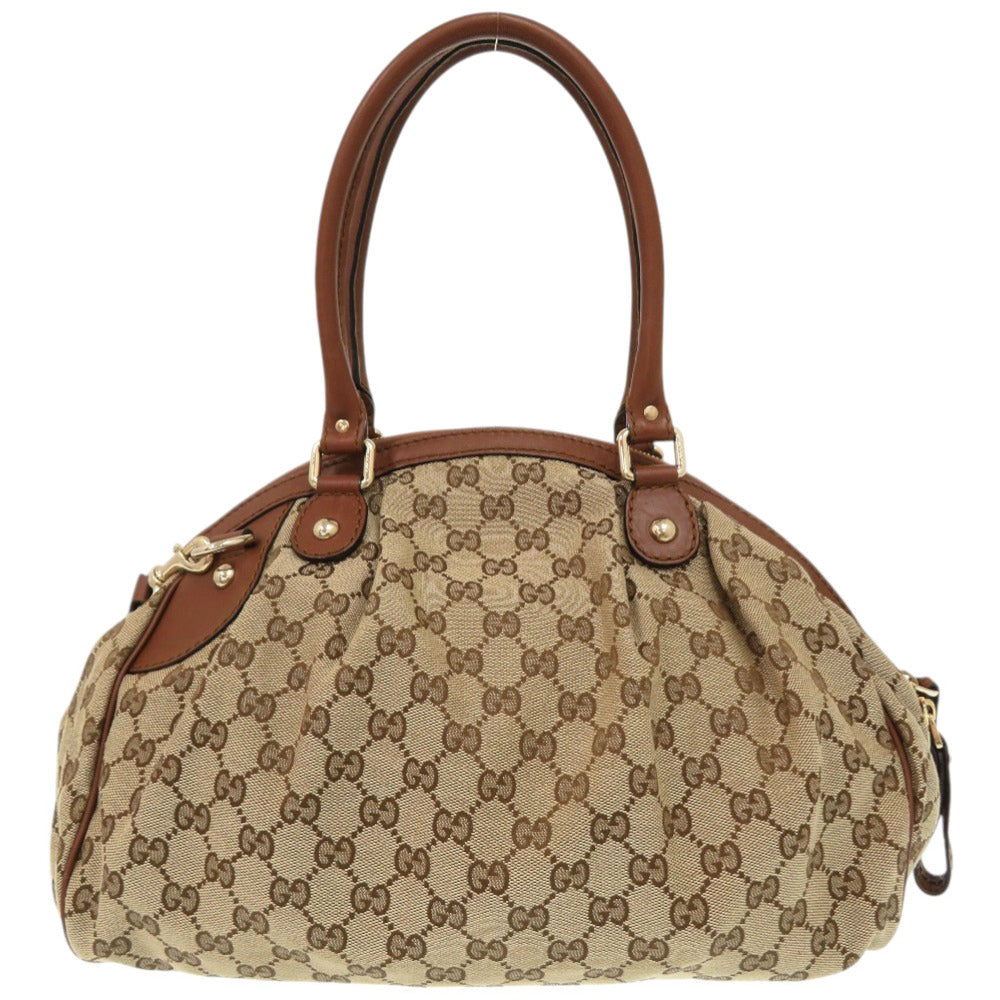 GUCCI Shoulder Bag 223974 GG canvas, leather beige Sukey Women