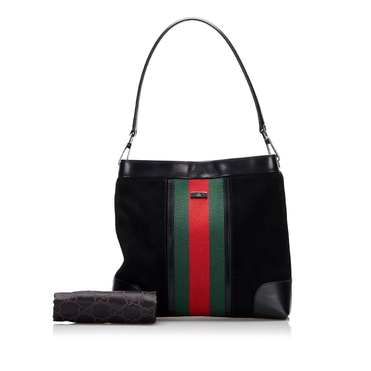 Gucci Web Leather Suede Shoulder Bag