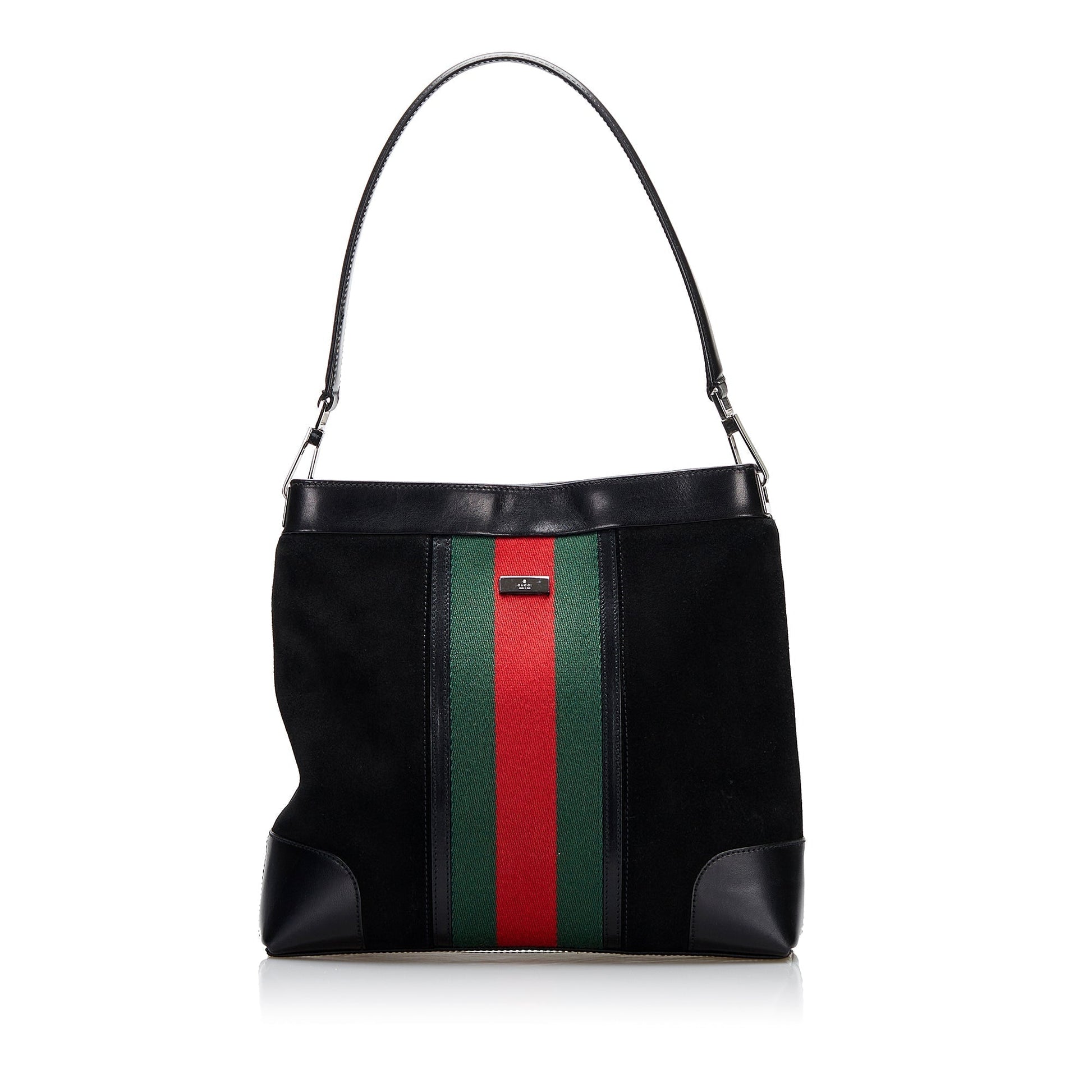 Gucci Web Leather Suede Shoulder Bag
