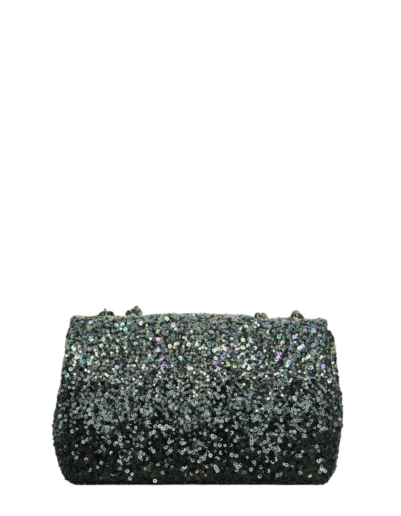 Chanel Black Silver Ombre Sequin Medium Classic Flap Bag