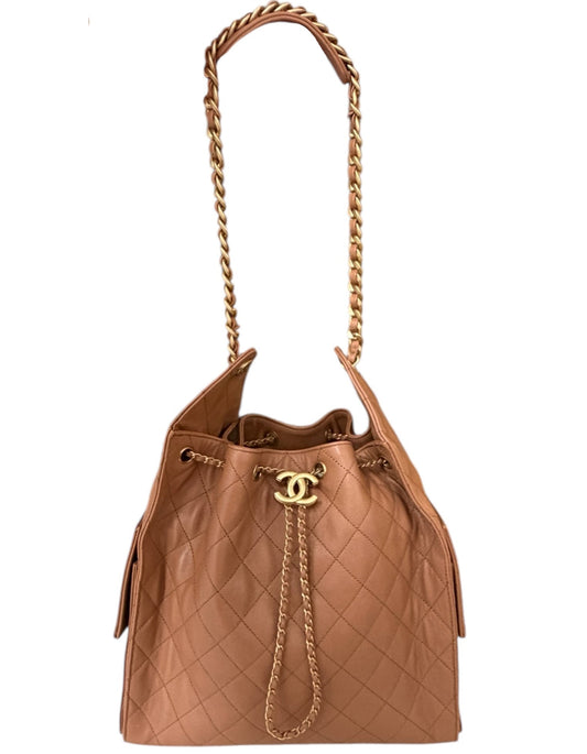 Chanel Brown Leather Medium 25 Hobo Shoulder Bag