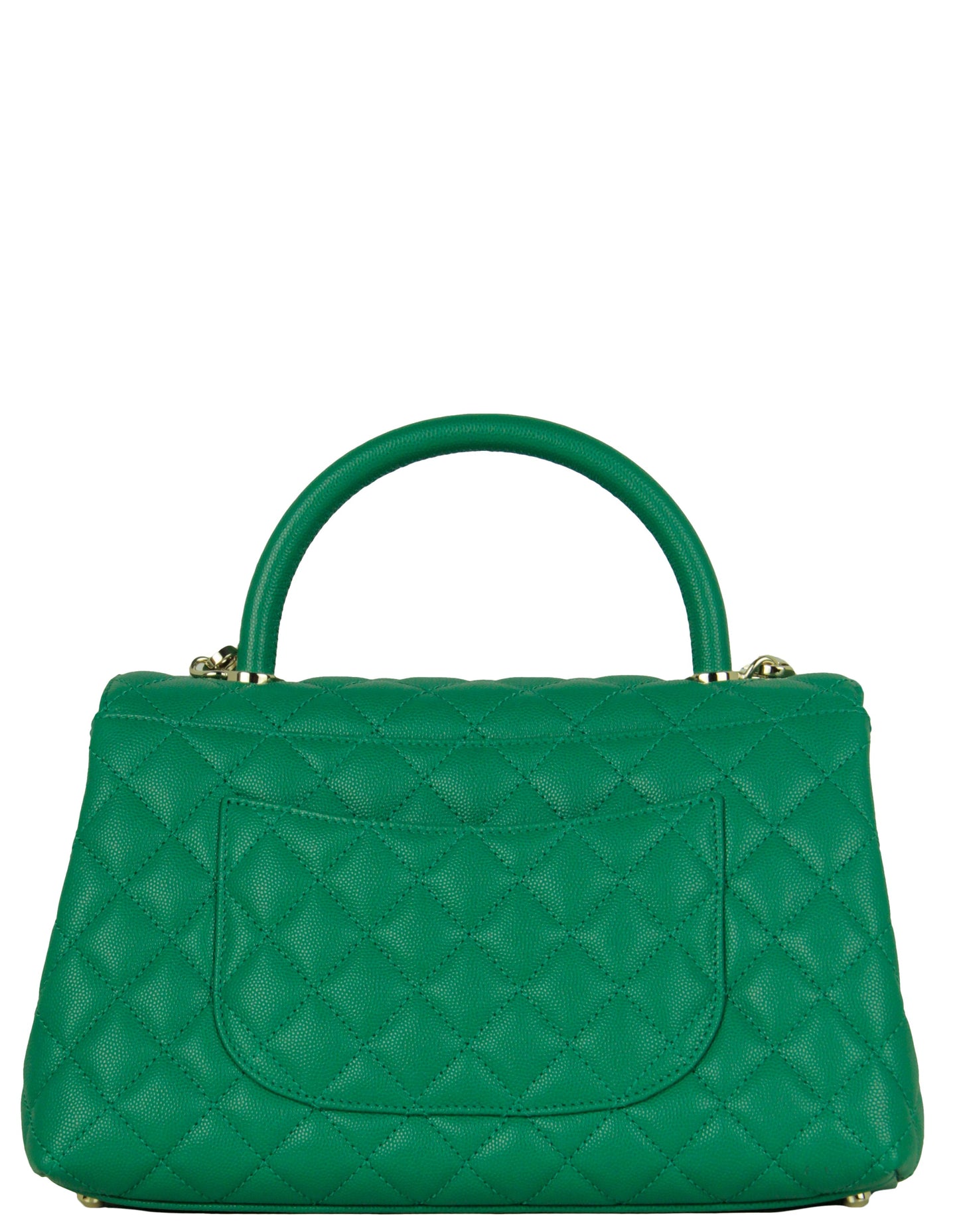 Chanel 2022 Green Caviar Quilted Small Coco Handle Flap Bag