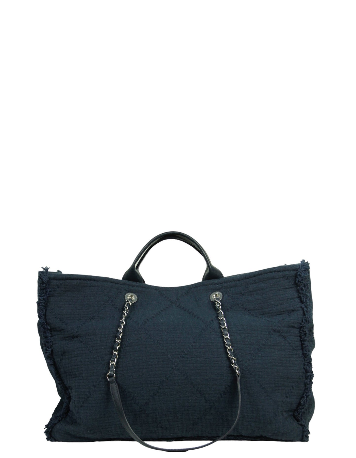 Chanel Navy Canvas Extra Large Double Face Shopping Tote