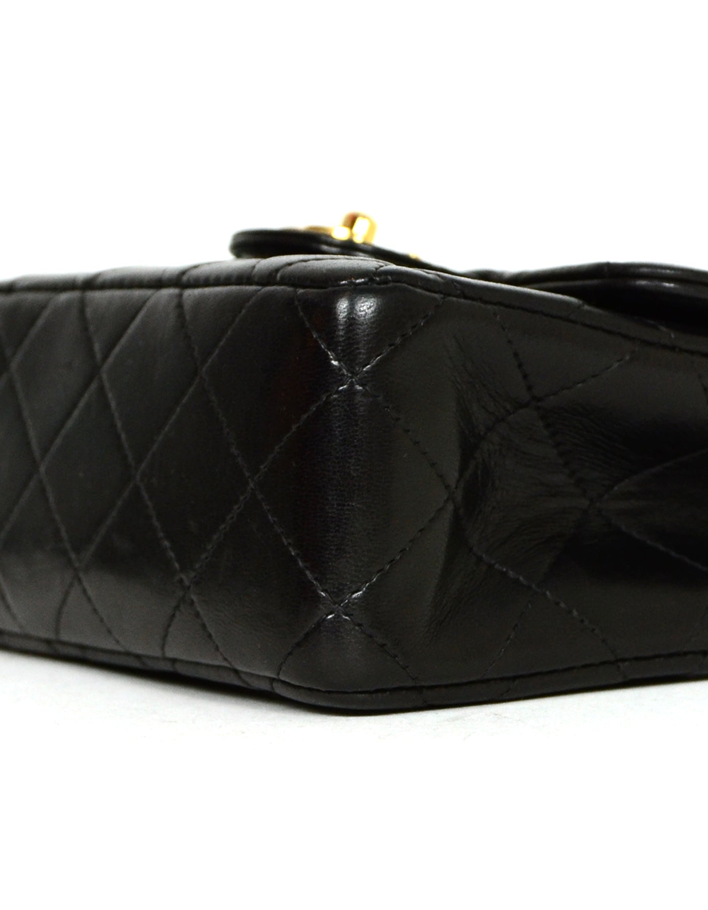 Chanel '90s Black Lambskin Leather Quilted Micro Mini Kelly Flap Bag