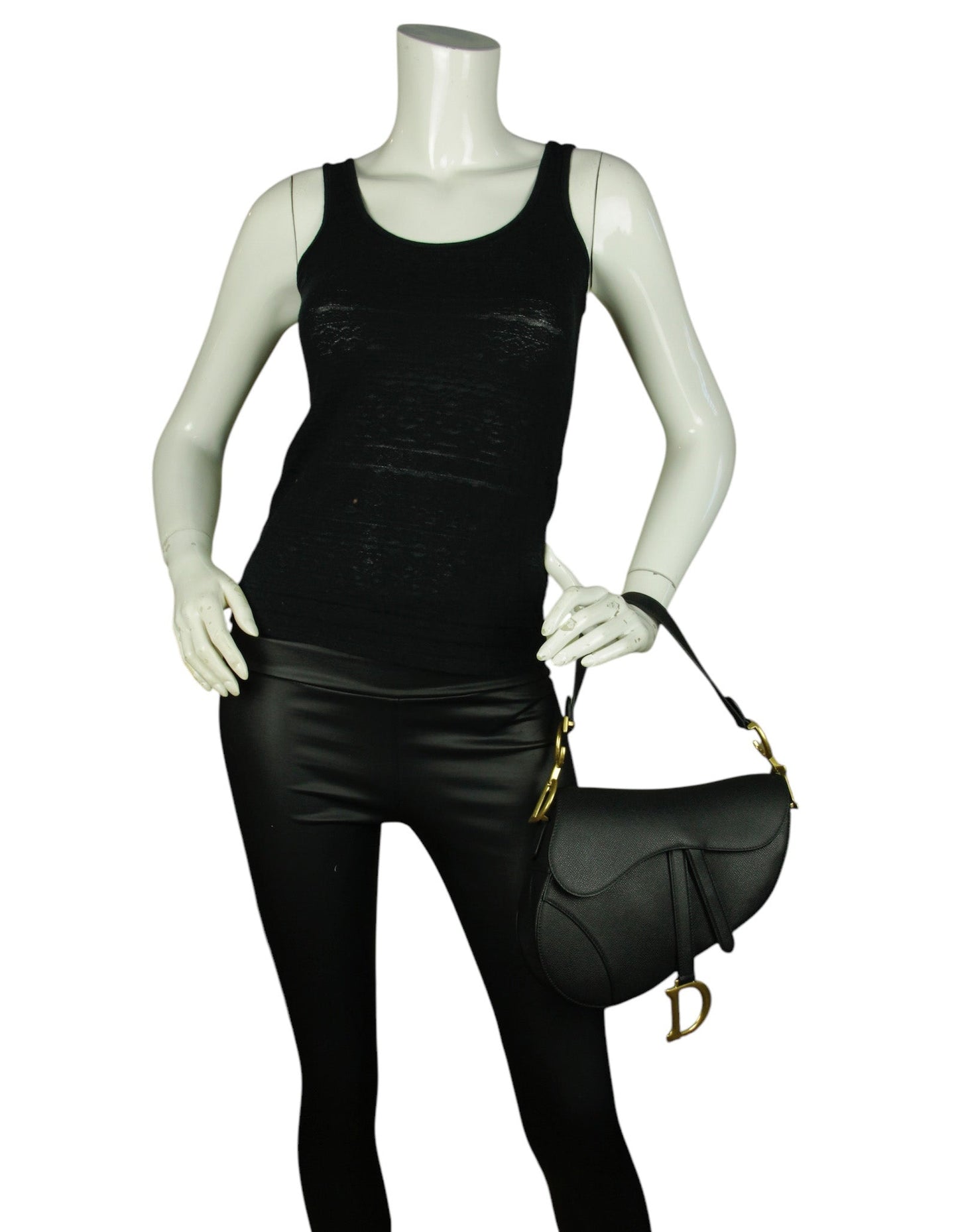 Christian Dior Black Calfskin Saddle Bag w/ Strap