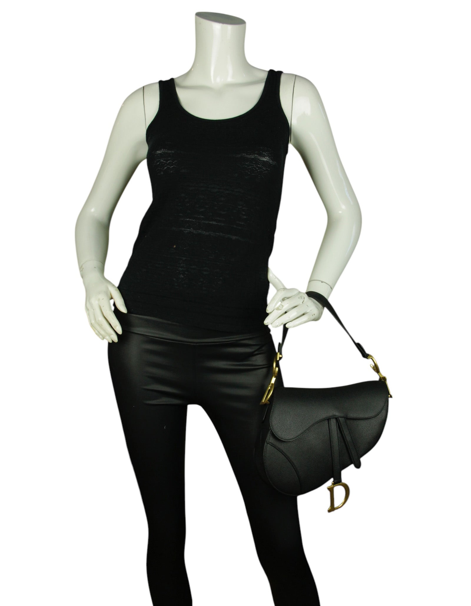 Christian Dior Black Calfskin Saddle Bag w/ Strap