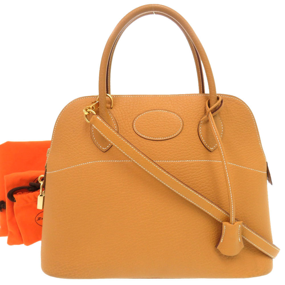 HERMES Handbag Fjord Camel Bored 31 Women