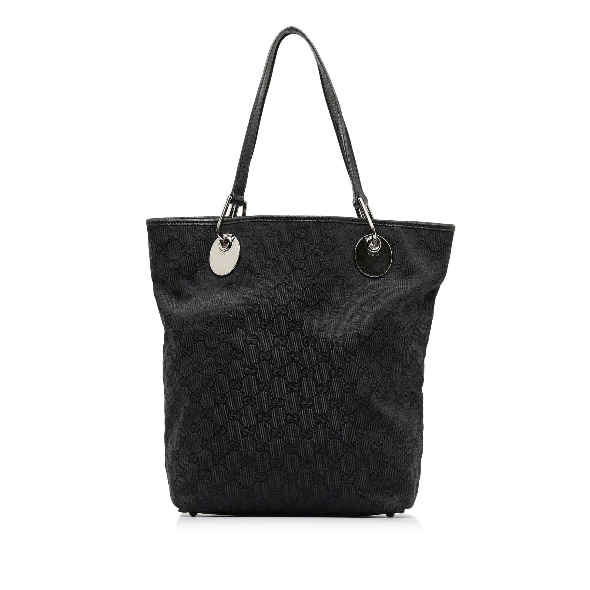 Gucci Black Leather Canvas Tote Style 20