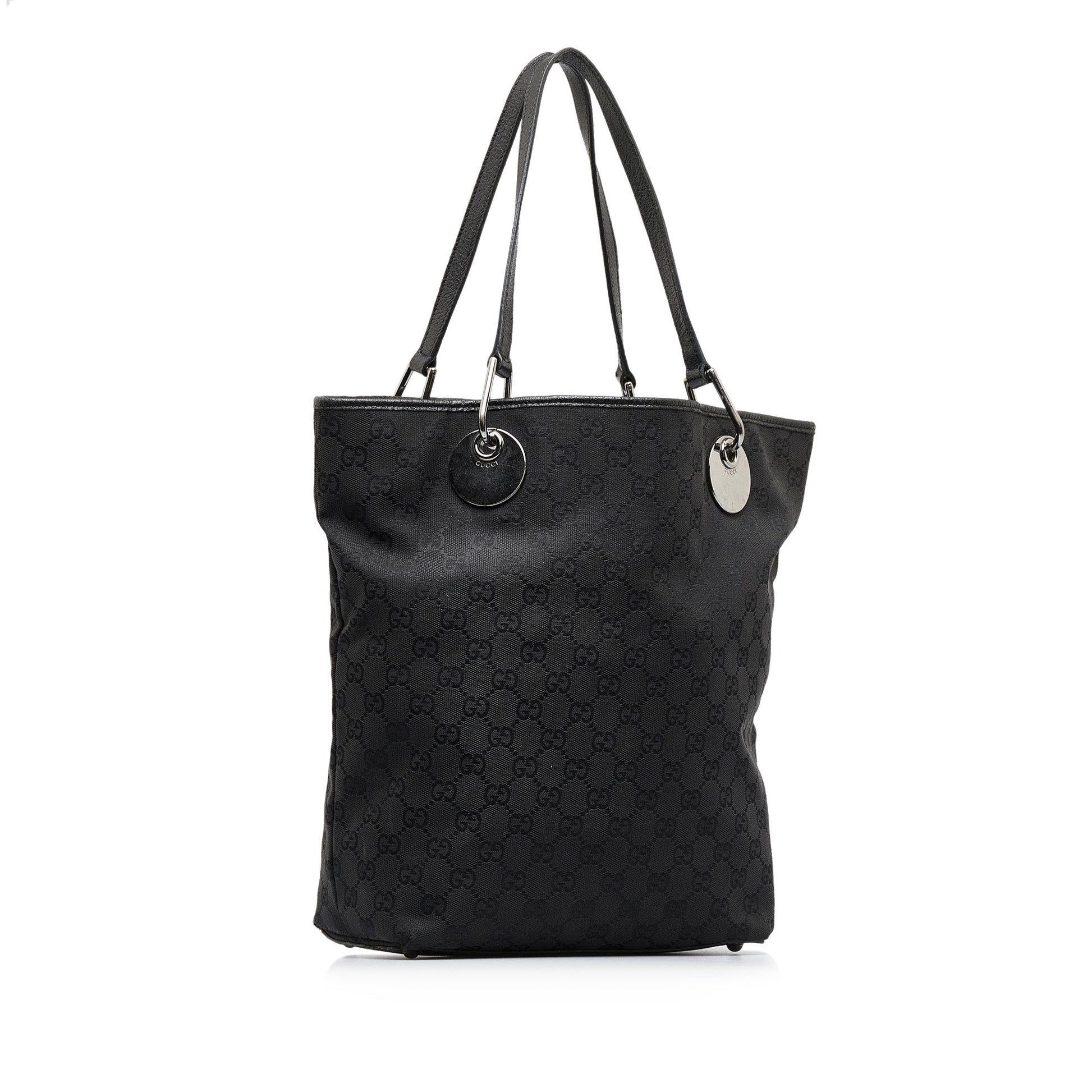 Gucci Black Leather Canvas Tote Style 20